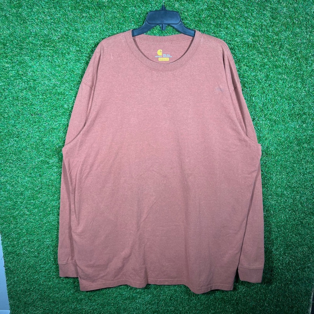 Carhartt‎ Mens 2XL Tall Original Fit Long Sleeve T-Shirt Burnt Orange Logo